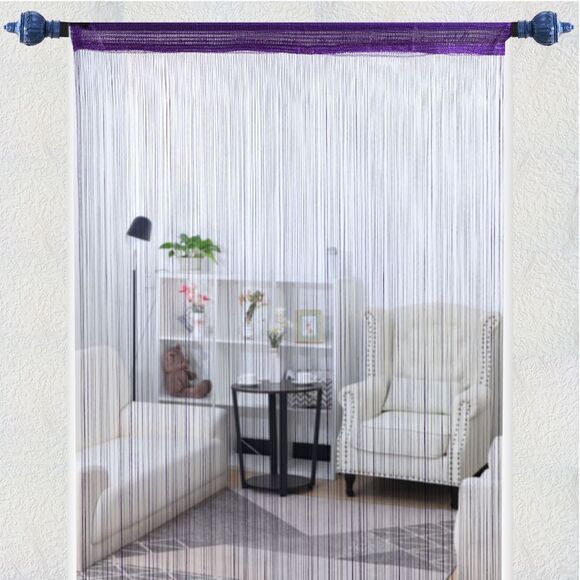 String Curtain Fringe Panel Thread Strip Backdrop Divider for Decor Dark Purple - Picture 4 of 6
